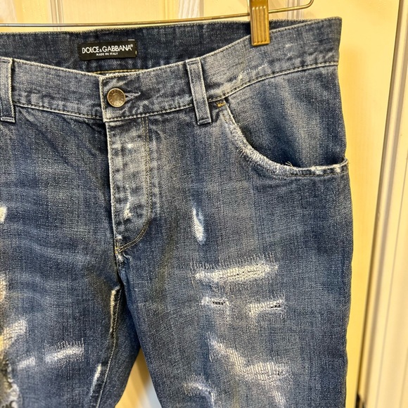 Dolce & Gabbana Men’s Ripped Blue Jeans Size 50 / Waist ~34 inches - Picture 5 of 9